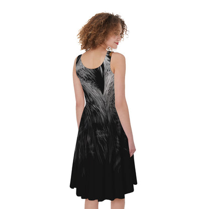 Owl Portrait Print Women's Sleeveless Dress