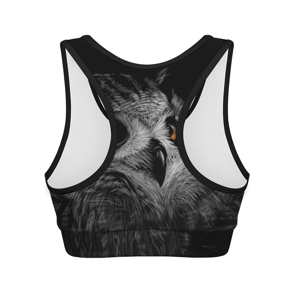 Owl Portrait Print Women's Sports Bra