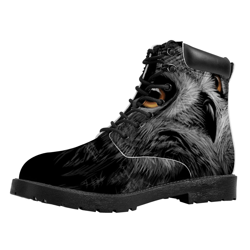 Owl Portrait Print Work Boots