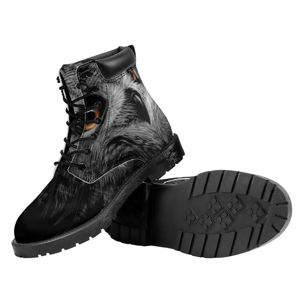 Owl Portrait Print Work Boots