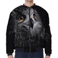 Owl Portrait Print Zip Sleeve Bomber Jacket