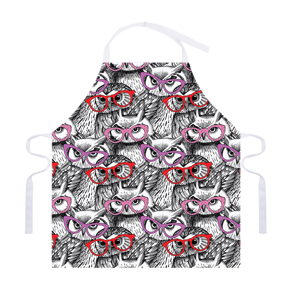 Owl With Glasses Pattern Print Adjustable Apron