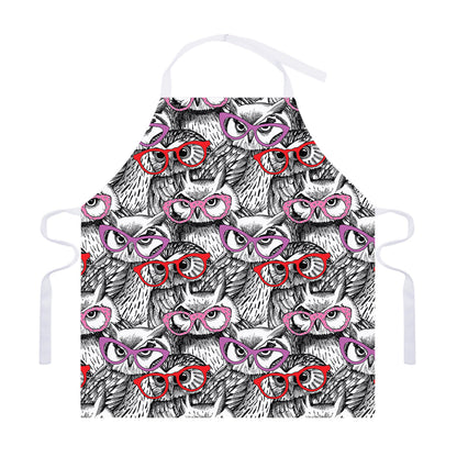 Owl With Glasses Pattern Print Adjustable Apron