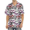 Owl With Glasses Pattern Print Aloha Shirt