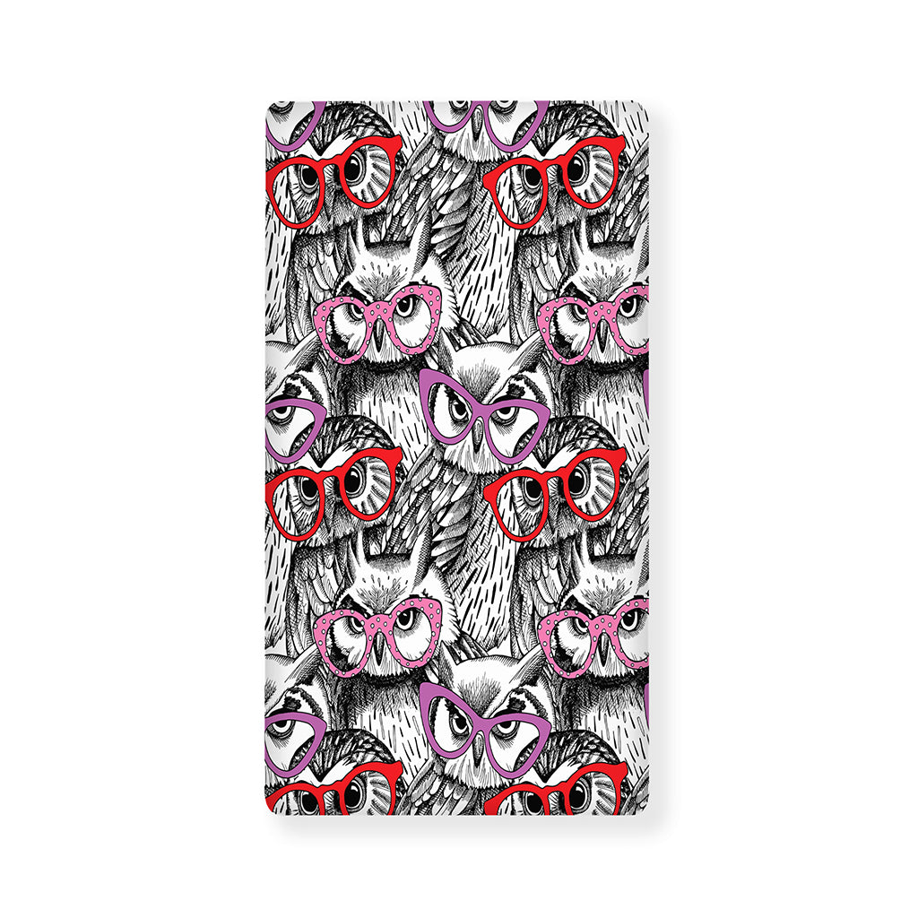 Owl With Glasses Pattern Print Baby Crib Sheet