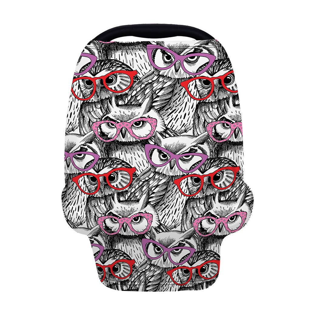 Owl With Glasses Pattern Print Baby Seat Cover