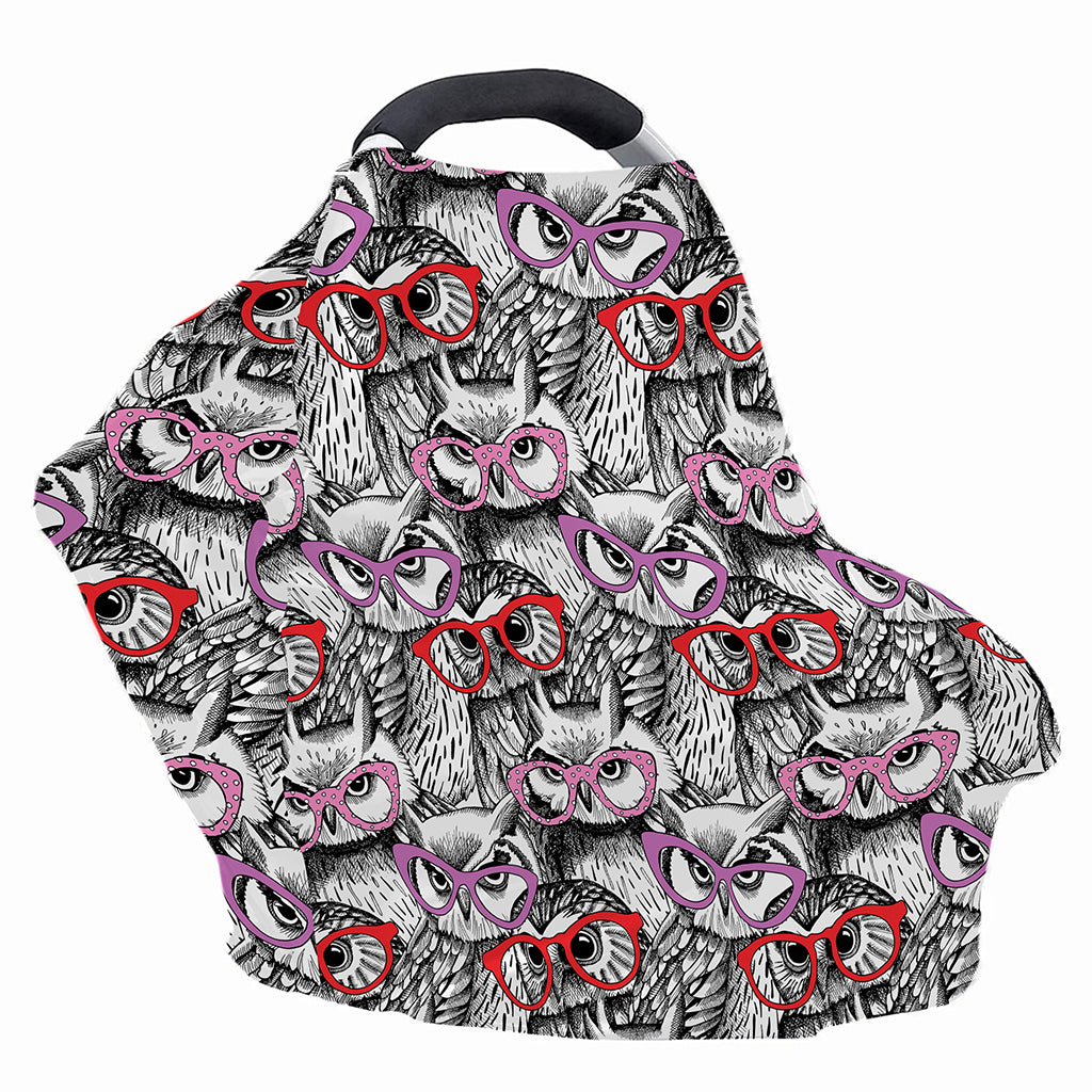 Owl With Glasses Pattern Print Baby Seat Cover