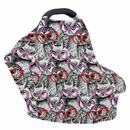 Owl With Glasses Pattern Print Baby Seat Cover