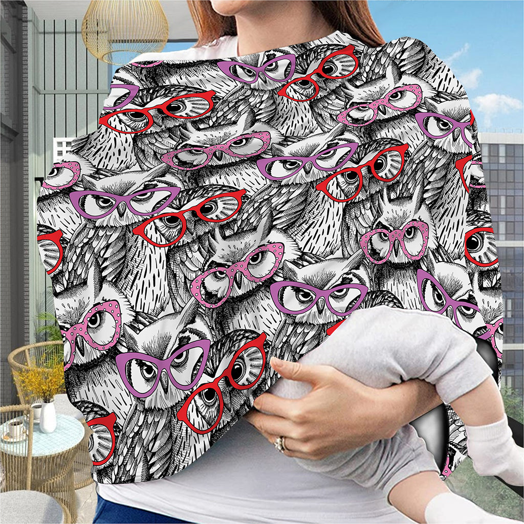 Owl With Glasses Pattern Print Baby Seat Cover