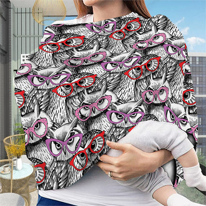 Owl With Glasses Pattern Print Baby Seat Cover