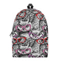 Owl With Glasses Pattern Print School Backpack