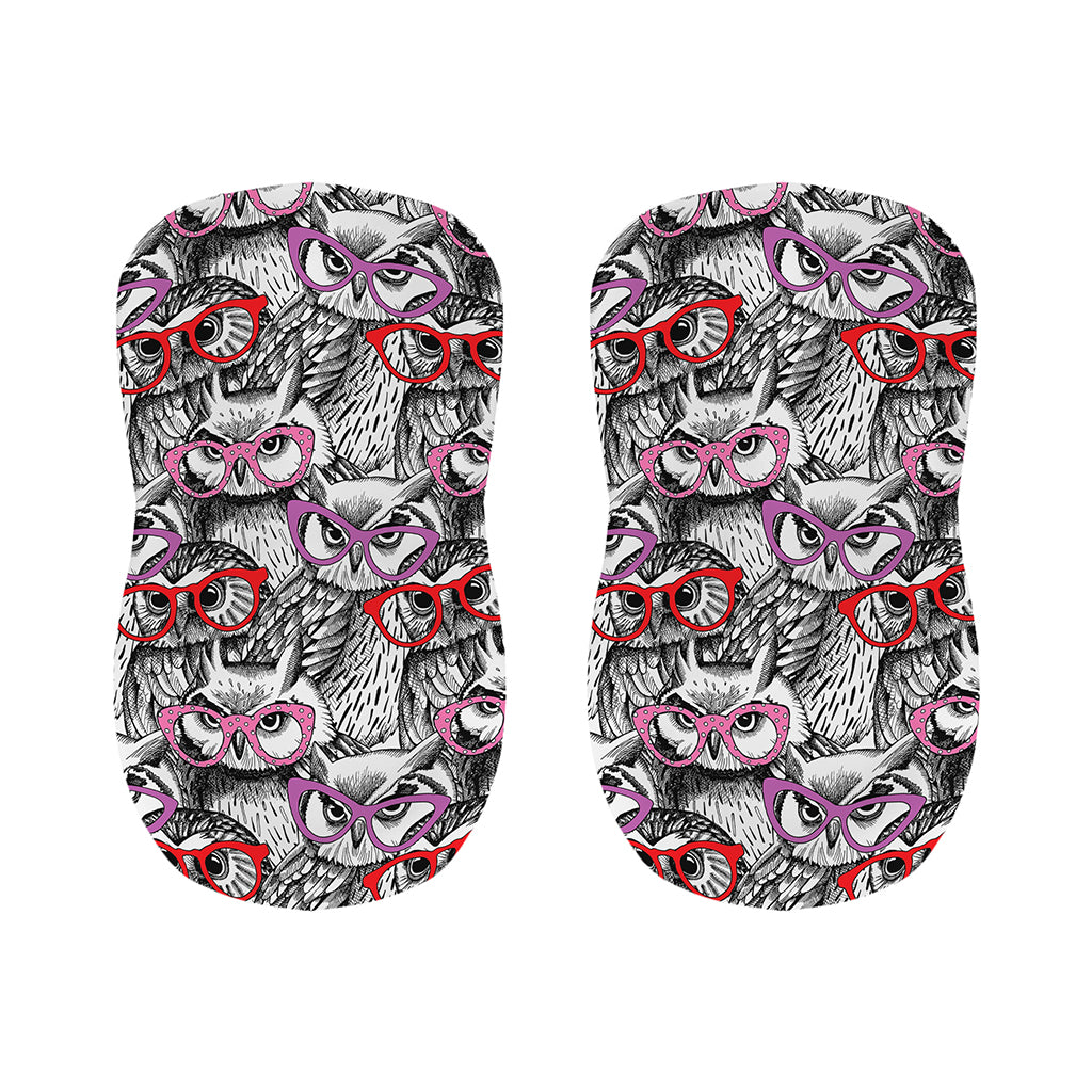 Owl With Glasses Pattern Print Bar Stool Covers