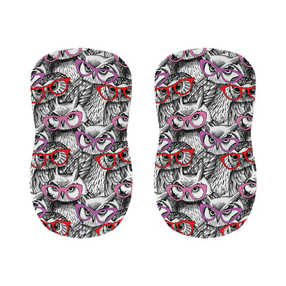 Owl With Glasses Pattern Print Bar Stool Covers