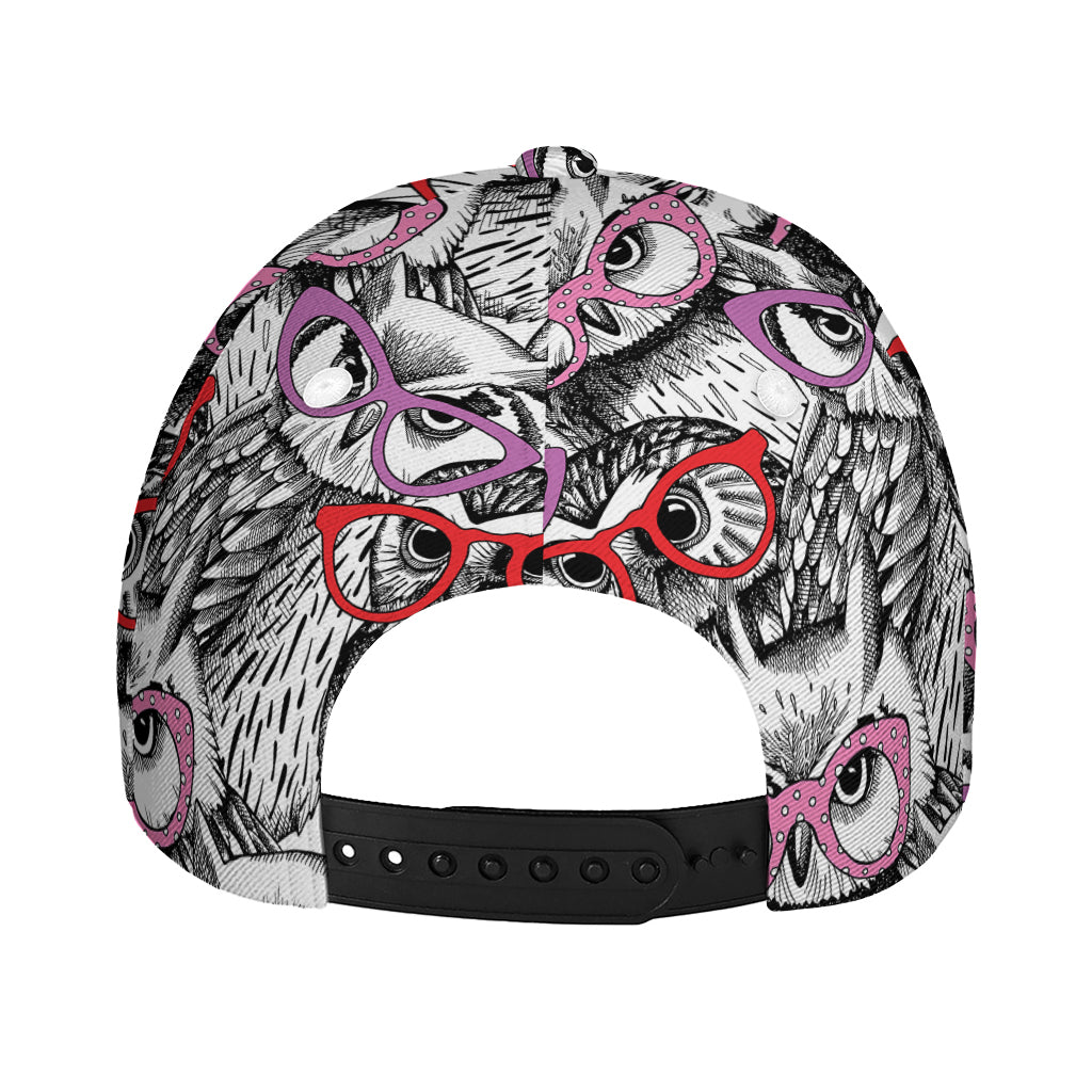 Owl With Glasses Pattern Print Baseball Cap