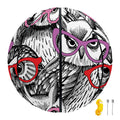 Owl With Glasses Pattern Print Basketball