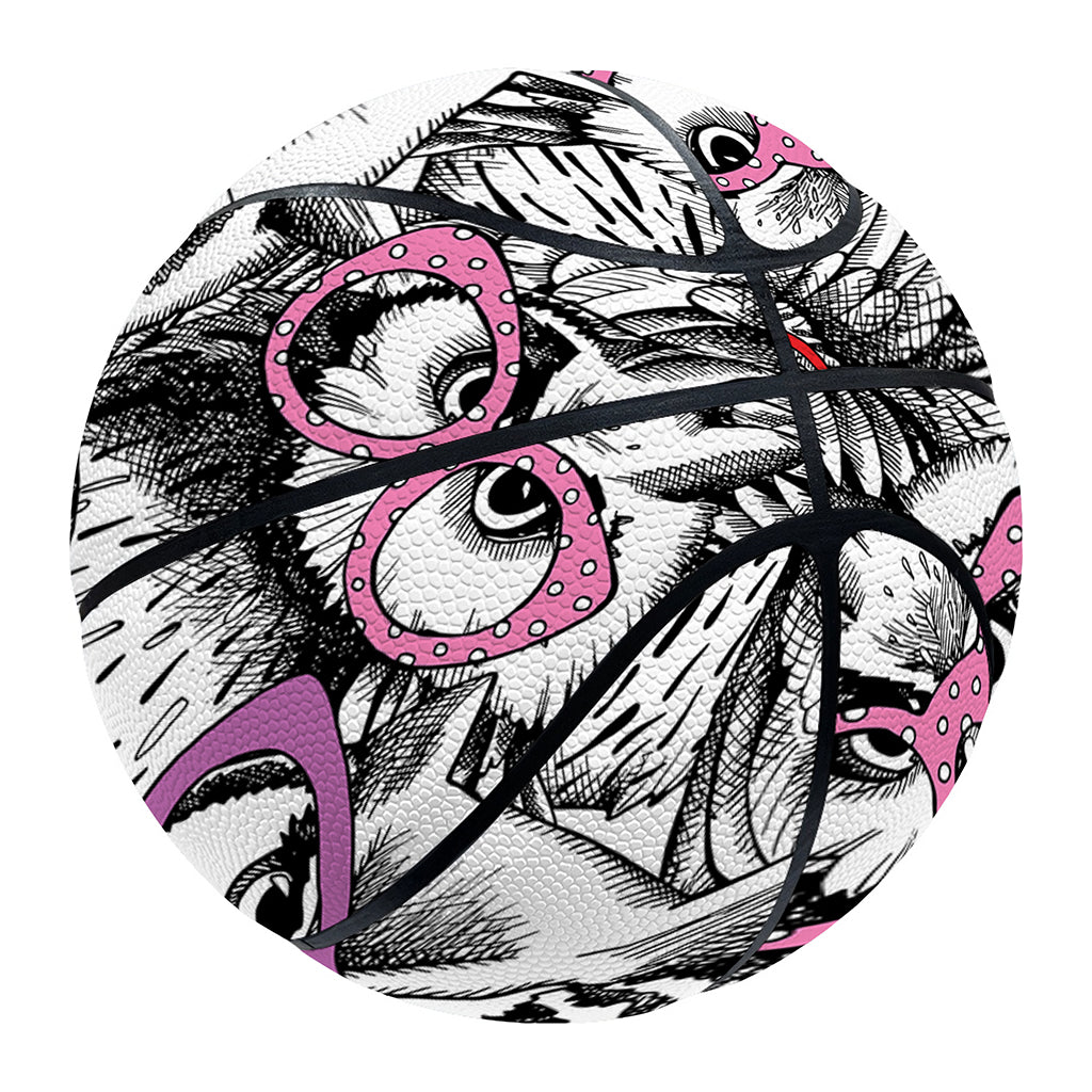 Owl With Glasses Pattern Print Basketball