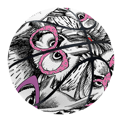 Owl With Glasses Pattern Print Basketball