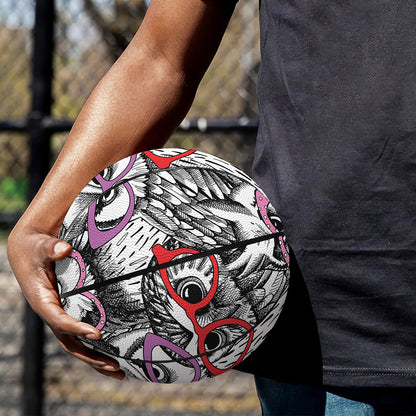 Owl With Glasses Pattern Print Basketball