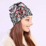 Owl With Glasses Pattern Print Beanie