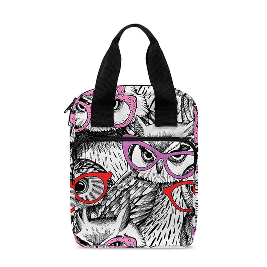 Owl With Glasses Pattern Print Bible Tote Bag