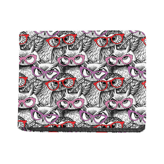 Owl With Glasses Pattern Print Bifold Wallet