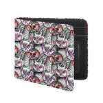 Owl With Glasses Pattern Print Bifold Wallet
