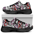 Owl With Glasses Pattern Print Black Chunky Shoes
