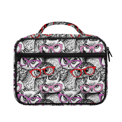 Owl With Glasses Pattern Print Briefcase Bible Bag