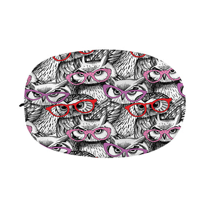 Owl With Glasses Pattern Print Car Side Mirror Covers