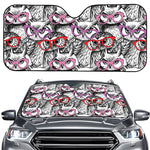Owl With Glasses Pattern Print Car Windshield Sun Shade