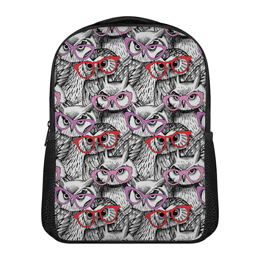 Owl With Glasses Pattern Print Casual Backpack