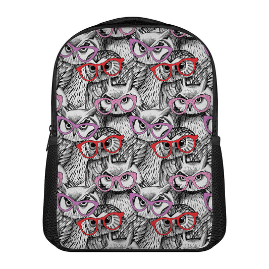 Owl With Glasses Pattern Print Casual Backpack