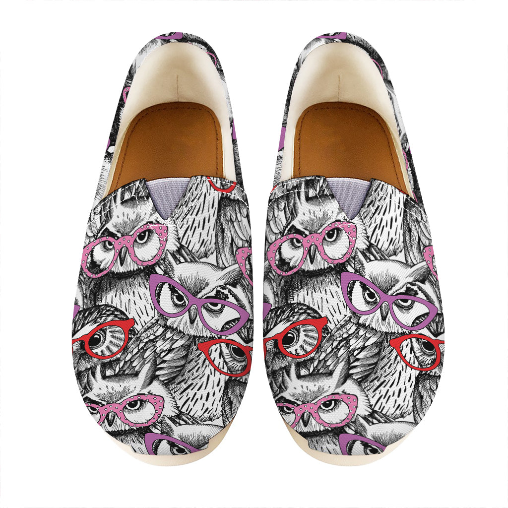 Owl With Glasses Pattern Print Casual Shoes