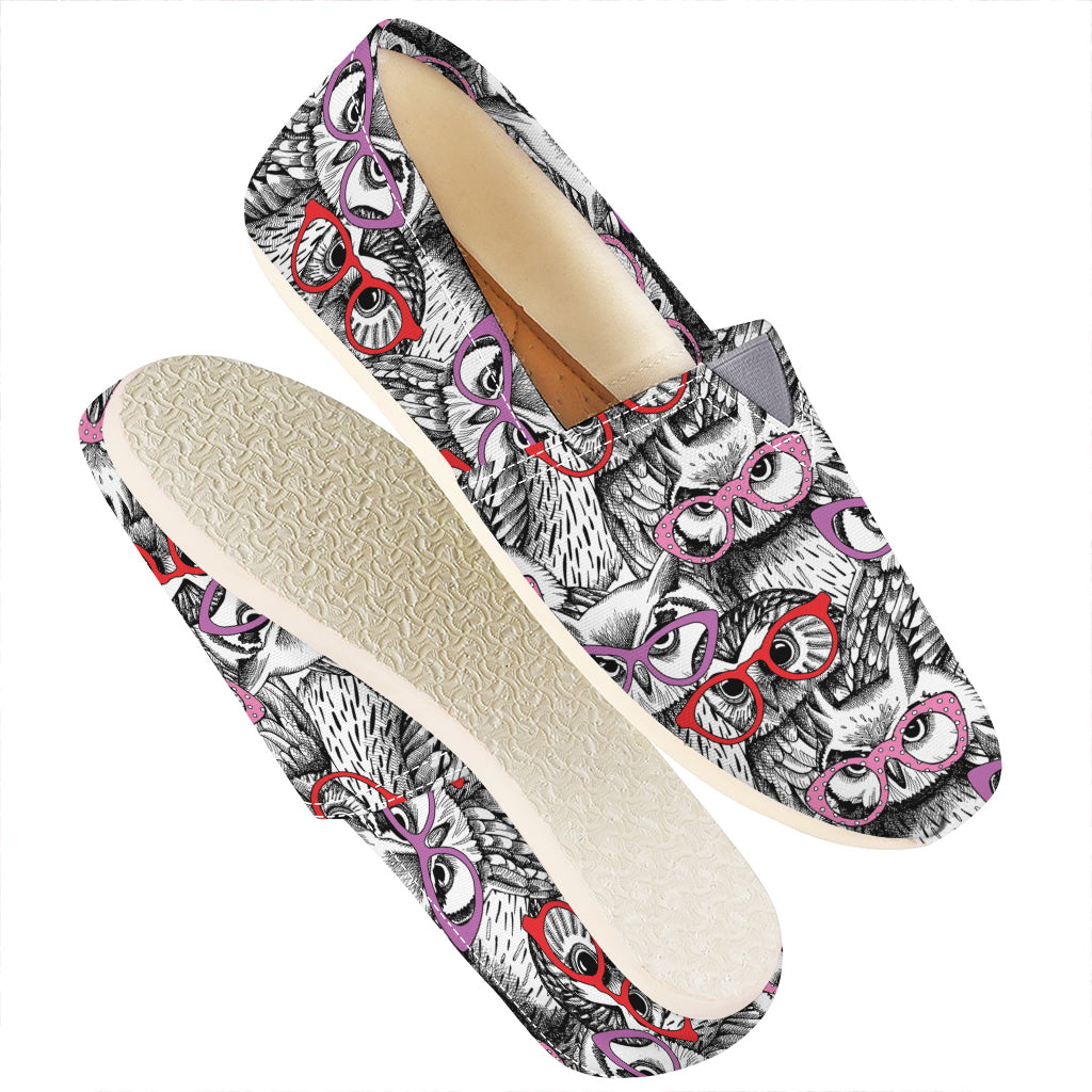 Owl With Glasses Pattern Print Casual Shoes