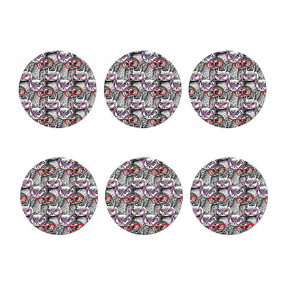Owl With Glasses Pattern Print Coaster Set