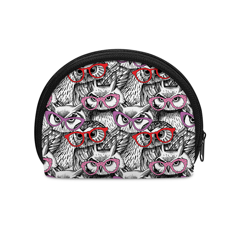 Owl With Glasses Pattern Print Coin Purse
