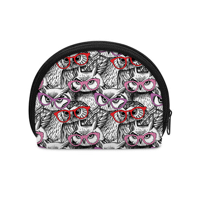 Owl With Glasses Pattern Print Coin Purse