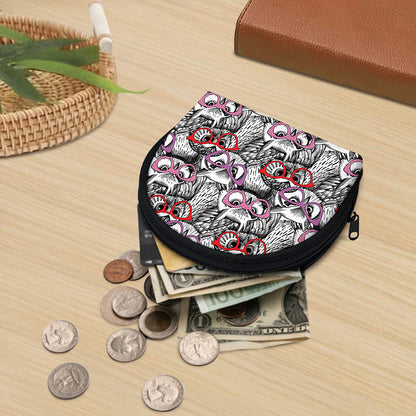 Owl With Glasses Pattern Print Coin Purse