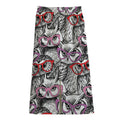 Owl With Glasses Pattern Print Cotton Front Slit Maxi Skirt