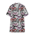 Owl With Glasses Pattern Print Cotton Hawaiian Shirt