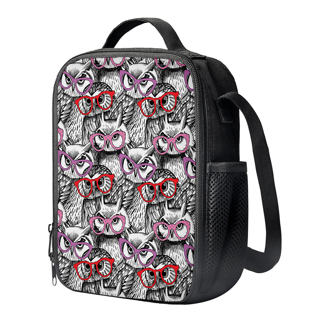 Owl With Glasses Pattern Print Crossbody Lunch Bag