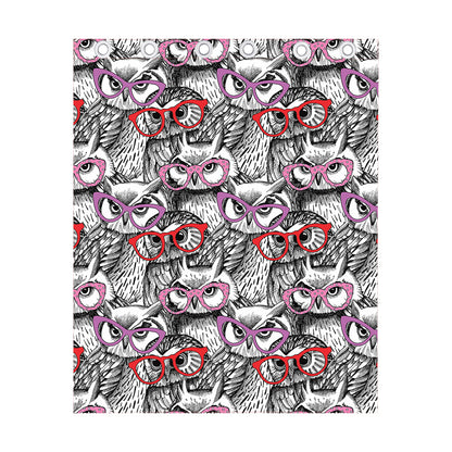 Owl With Glasses Pattern Print Curtain