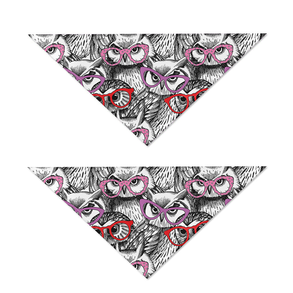 Owl With Glasses Pattern Print Dog Bandana