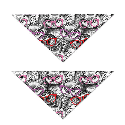 Owl With Glasses Pattern Print Dog Bandana