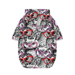 Owl With Glasses Pattern Print Dog Zip Up Hoodie