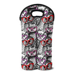 Owl With Glasses Pattern Print Double Neoprene Wine Tote