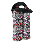 Owl With Glasses Pattern Print Double Neoprene Wine Tote