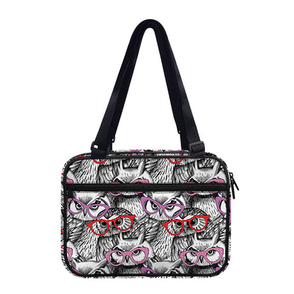 Owl With Glasses Pattern Print Double Strap Bible Bag