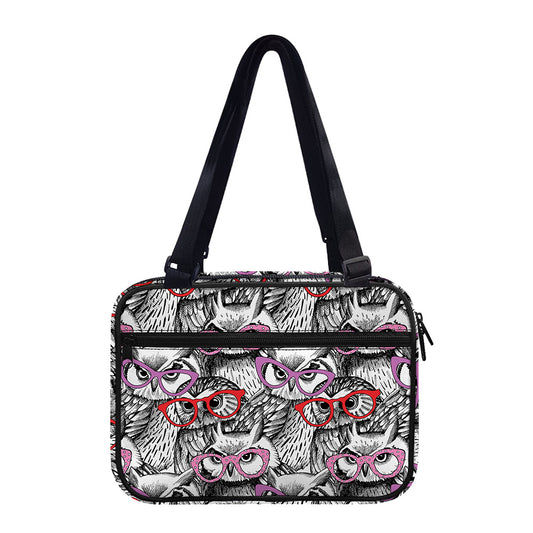 Owl With Glasses Pattern Print Double Strap Bible Bag