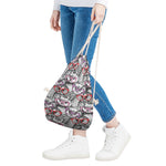 Owl With Glasses Pattern Print Drawstring Bag